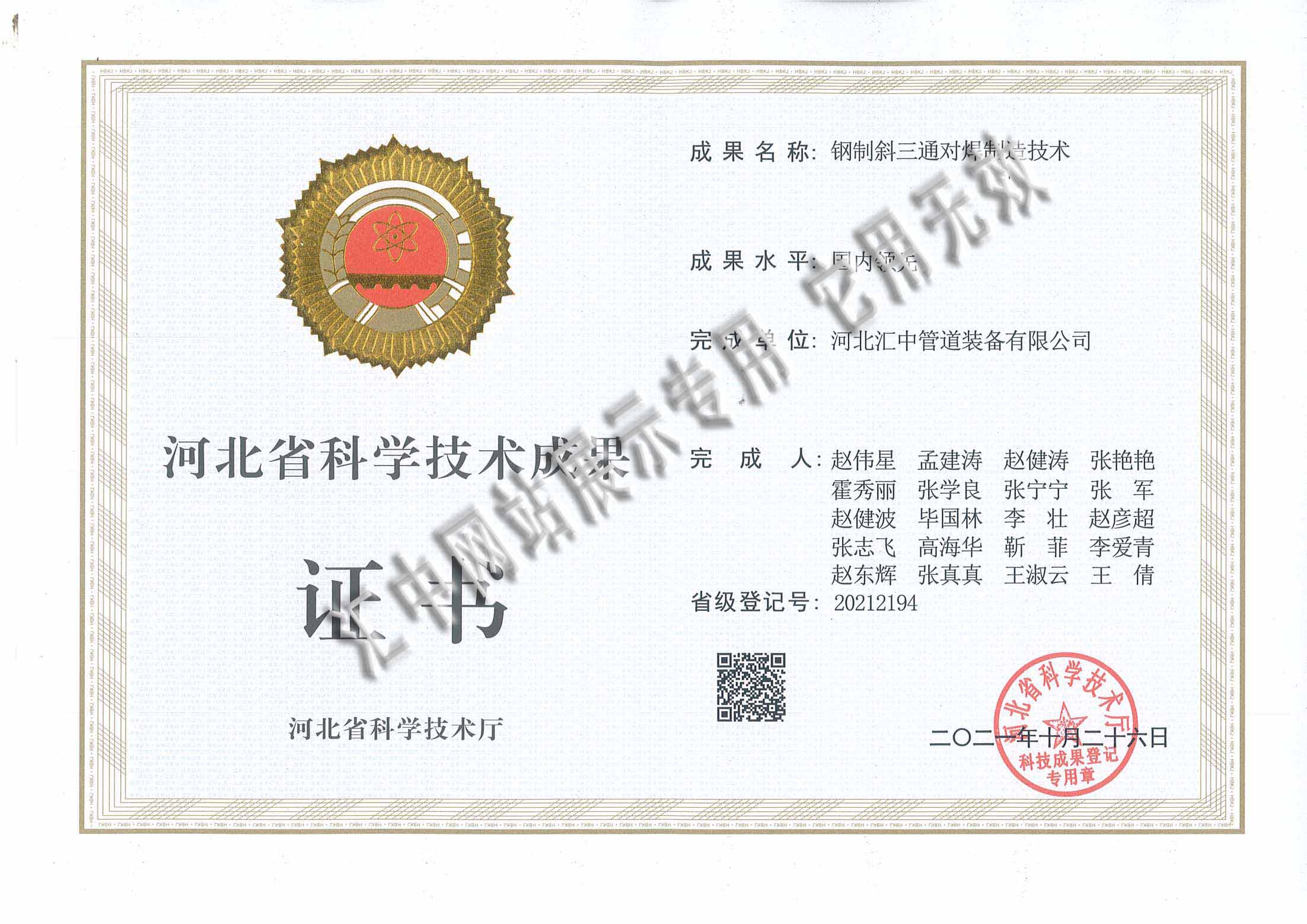 國內(nèi)領(lǐng)先成果證書